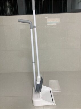 White & Gray Upright Broom and Dustpan Set - Home Kitchen